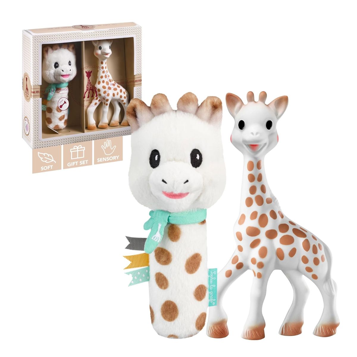 Kit Mordedor e Chocalho Girafa Sophie Sophiesticated - Iconic Sophie la Girafe Included
