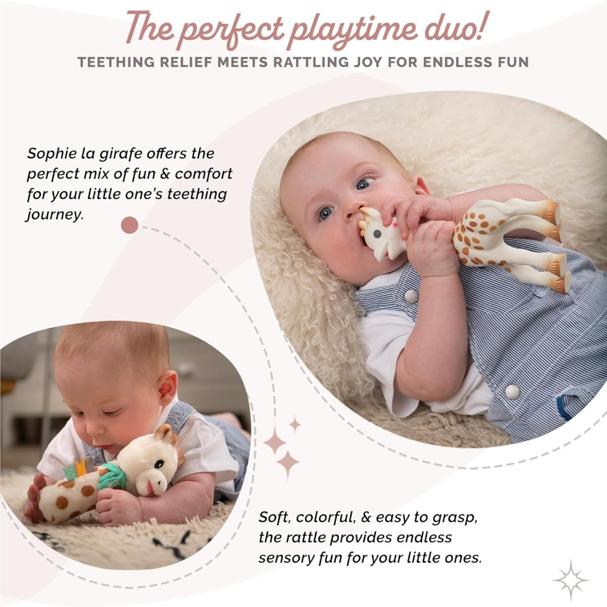 Kit Mordedor e Chocalho Girafa Sophie Sophiesticated - Supports Early Development
